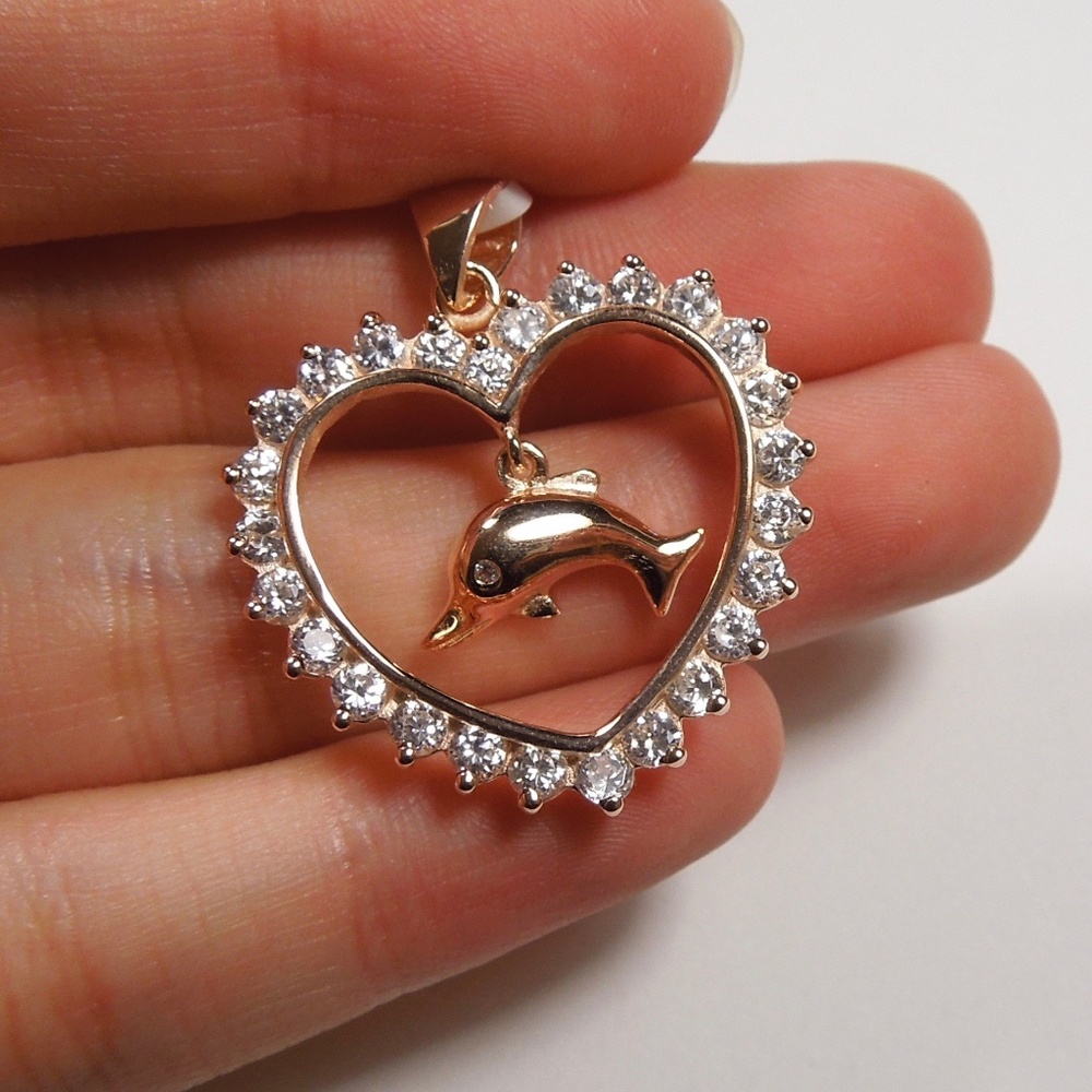 14kt Rose Gold Plated Sterling Silver CZ Pendant